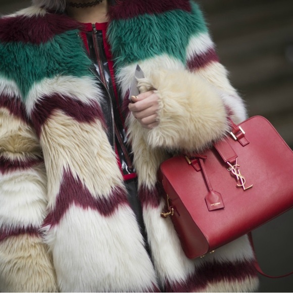 MAISON SCOTCH & Soda Faux Fur Colorful Coat Sz OS S M Winter Festival Concert - Picture 3 of 16